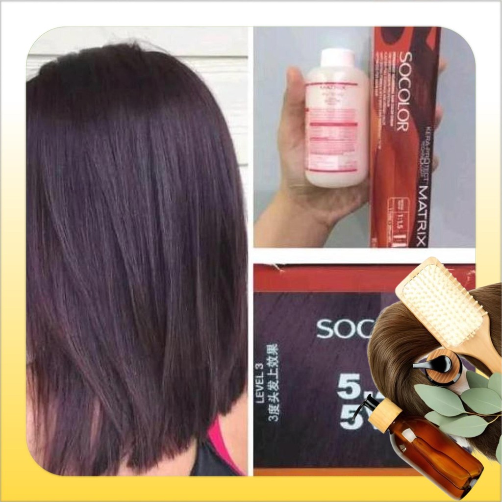 cat rambut matrix socolor 3.26 / 5.26 violet dark brown + oxydant campuran ungu wonder spa keratin n