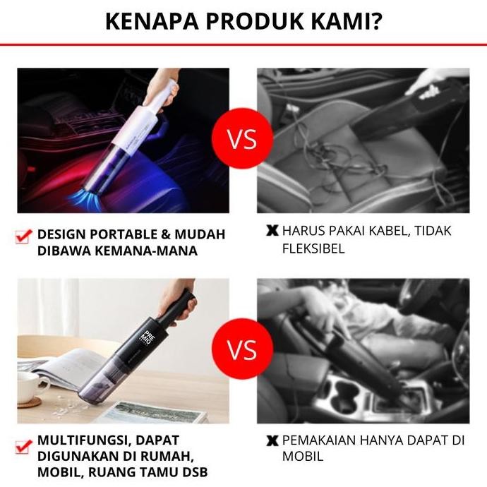 PREMIO Mini Vacuum Cleaner Penyedot Debu Mobil Rumah Portable Wireless