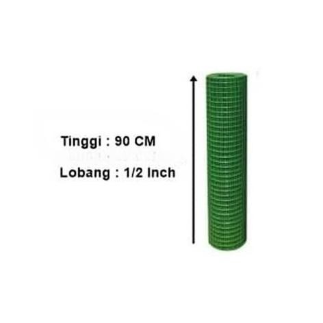 Kawat Loket PVC Hijau 1/2" Inch Roll Ram Ayakan Pagar Jaring Kandang