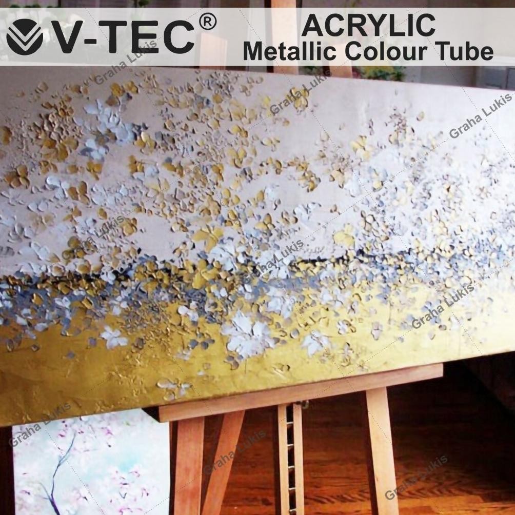 

V-TEC Acrylic Paint 75ml Gold Silver / Cat Akrilik 75 ml Gold Silver Terlaris