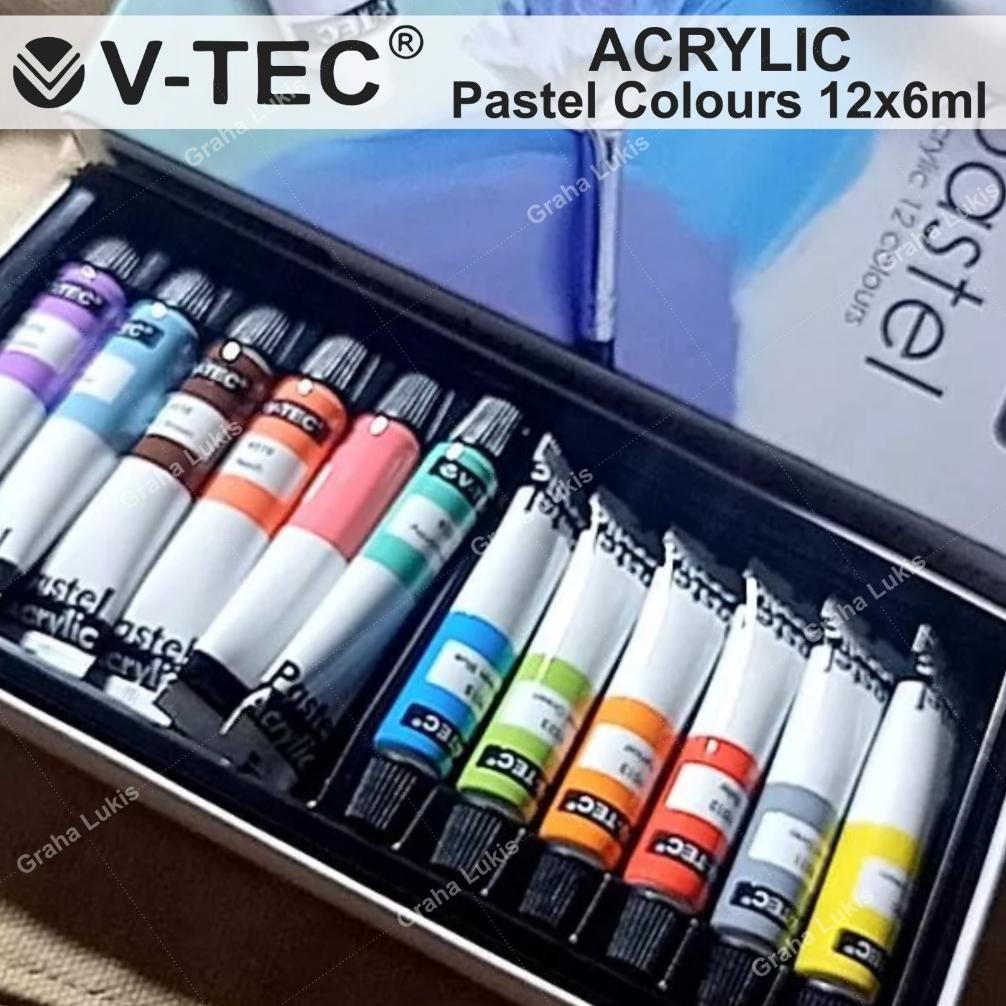 

V-TEC Pastel Acrylic / Cat Akrilik Pastel12x6ml PA-612 Terlaris