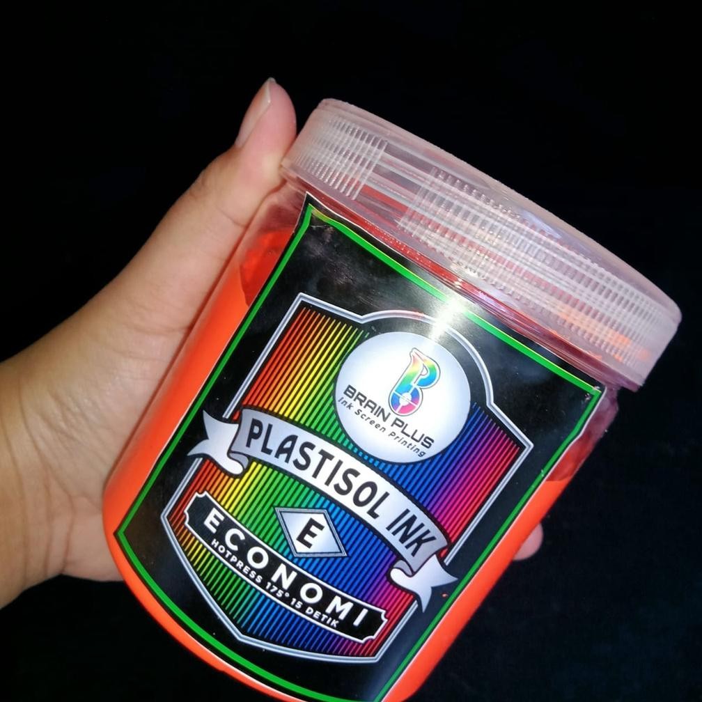 

Tinta Sablon PLASTISOL FLOURESCENT Brain Plus ORANGE 500gr Terlaris