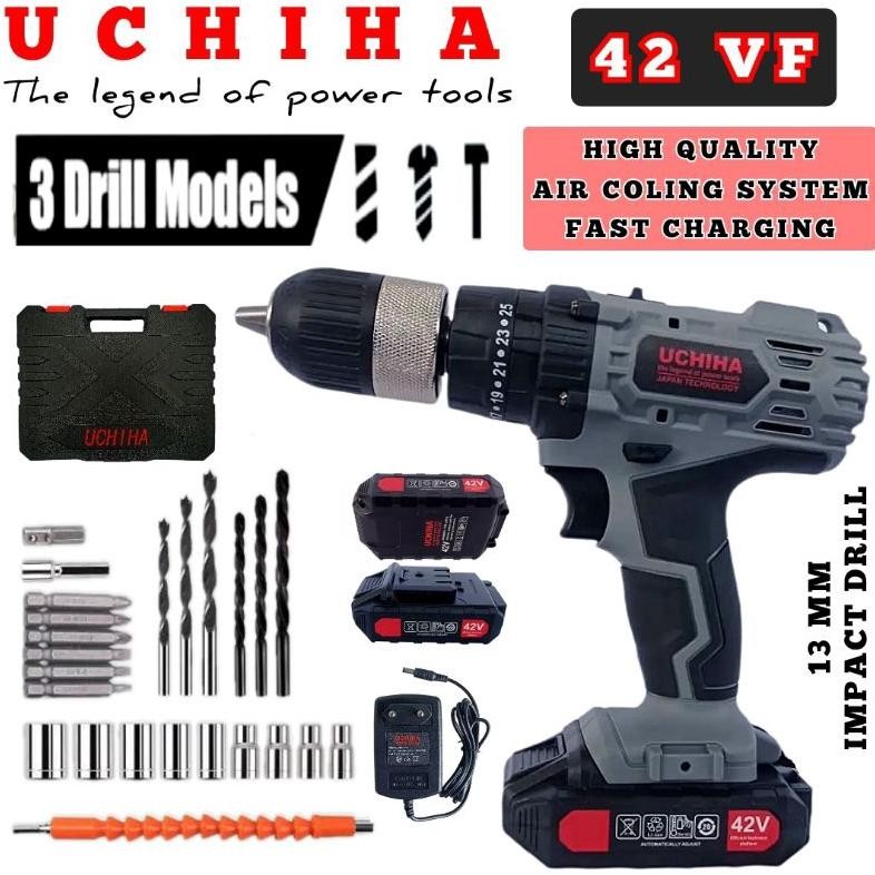 termurah uchiha mesin bor set 32v - cordless drill baterai kayu besi tembok