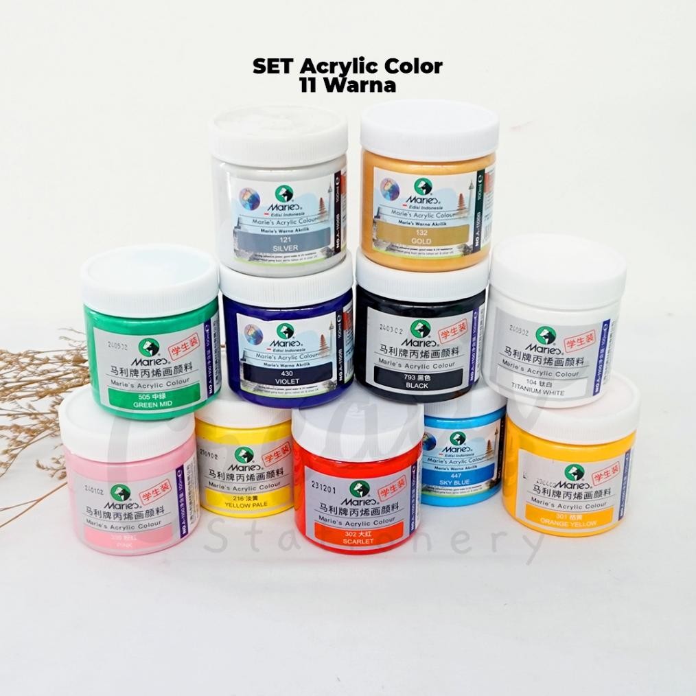 

MARIES Cat Acrylic 100 Ml Paint Paint Acrylic Set Cat Akrilik Warna Dasar 7 9 11 Warna Silver Gold Terlaris