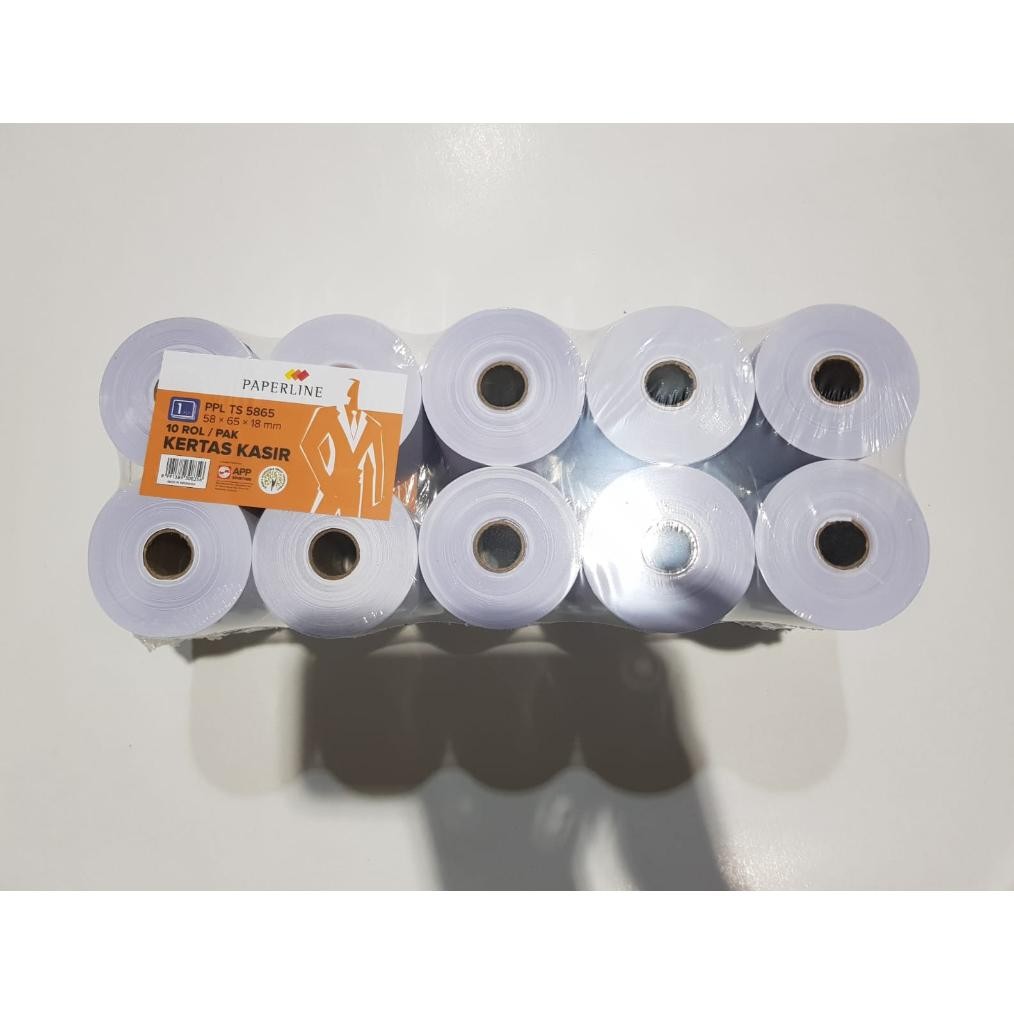 

Kertas Kasir / Struk / Paper Roll 1PLY Uk. 58x65x18 Merk Paperline RB07