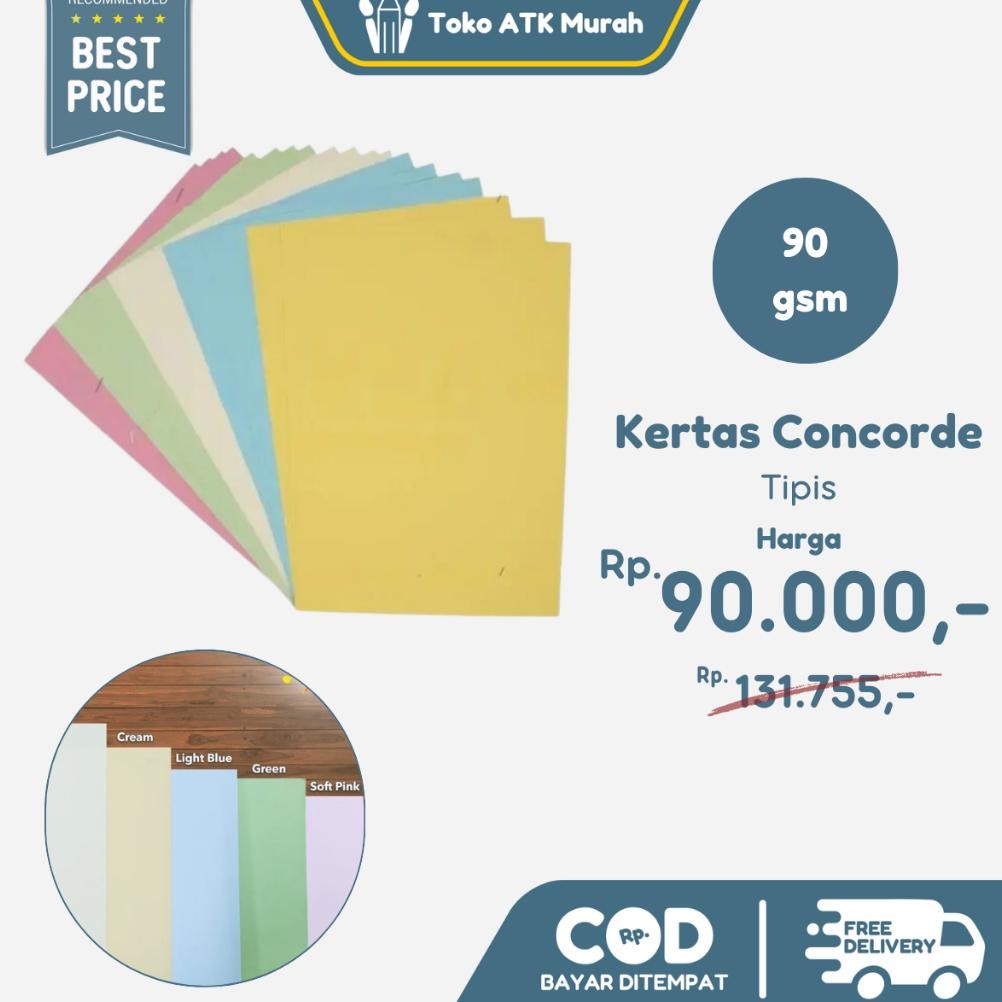 

Kertas Concorde Tipis 90gr 1 Pack (250 Lembar) RB07