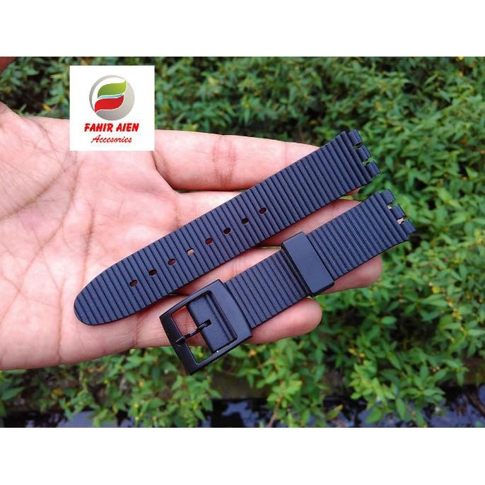 Talijam Swatch Rubber Silikon Strap Tali Jam Tangan Swatch Hitam Motif RB