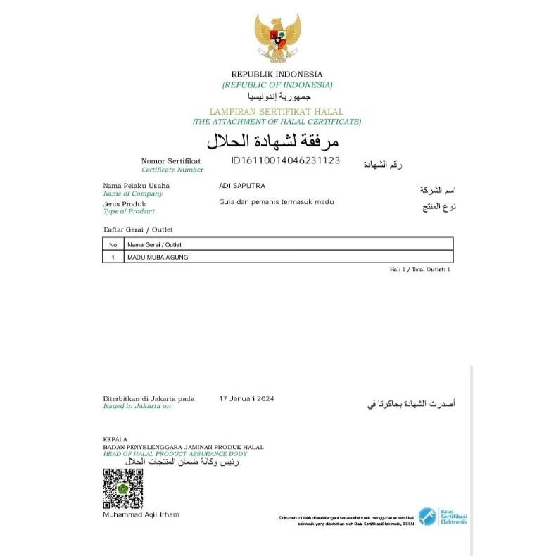 

MADU ASLI/MURNI HUTAN SIALANG MUBA SUMATERA 1 KG