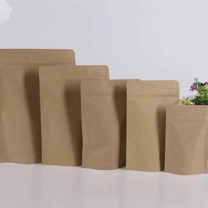 

13*18.5+4 50Pcs Brown Self Zip Lock Kraft Paper Bags Stand Up For Gifts Sweets And Candy Food Tea Jewelry Retail Package Paper Kualitas Terbaik Harga Termurah