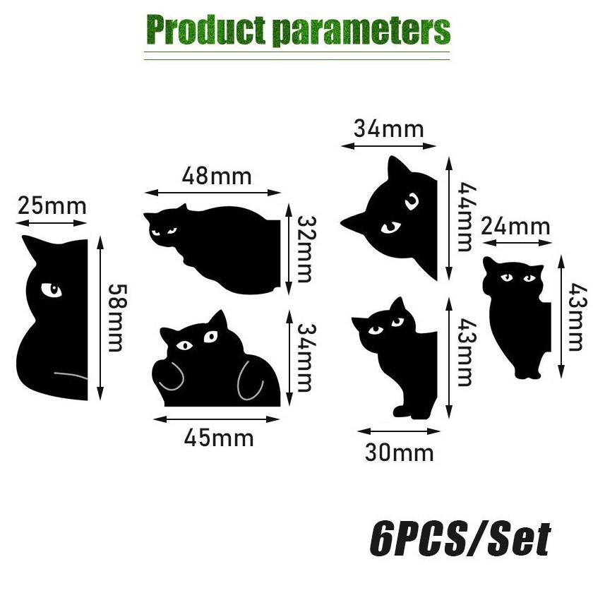 

6Pcs Penanda Buku Magnet Lucu Motif Black Cat Karakter Lucu Book and The Markies Magnetic Bookmark RB07