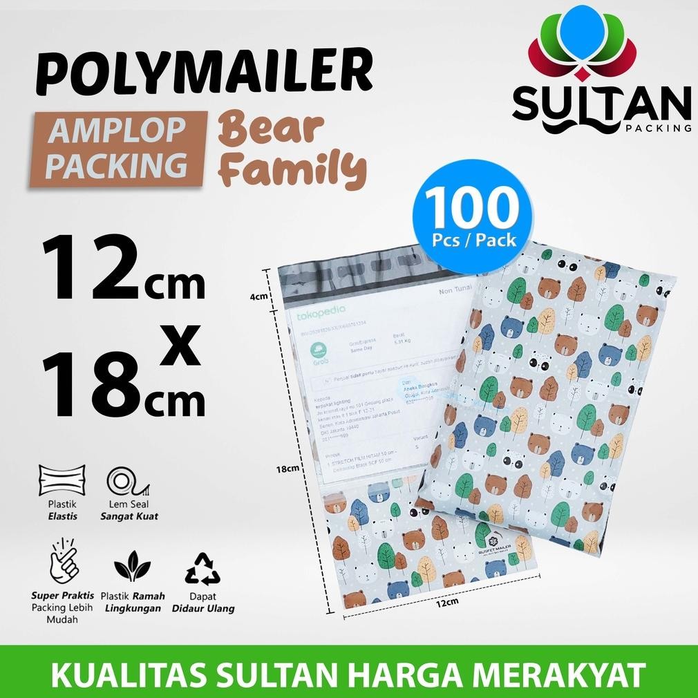 

Baru Polymailer Motif Bear Family 12x18 Amplop Plastik Packing Premium Rusfet