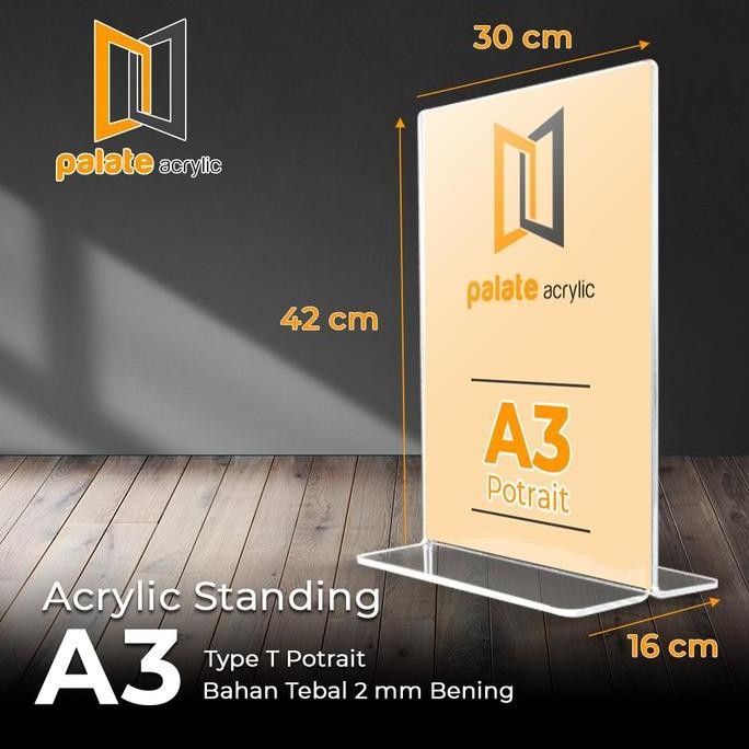 

Terlaris Acrylic Tent Holder / Akrilik Tent Card A3 Tempat Brosur Meja / A3 T