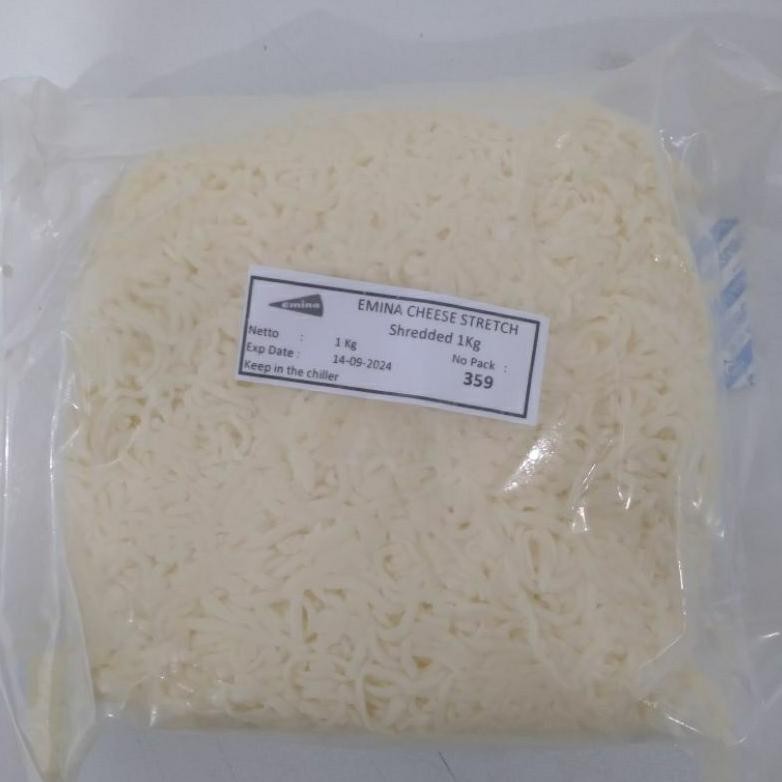 

Baru Keju Mozzarella Shredded Emina 1kg - Mozarella Parut Siap Pakai