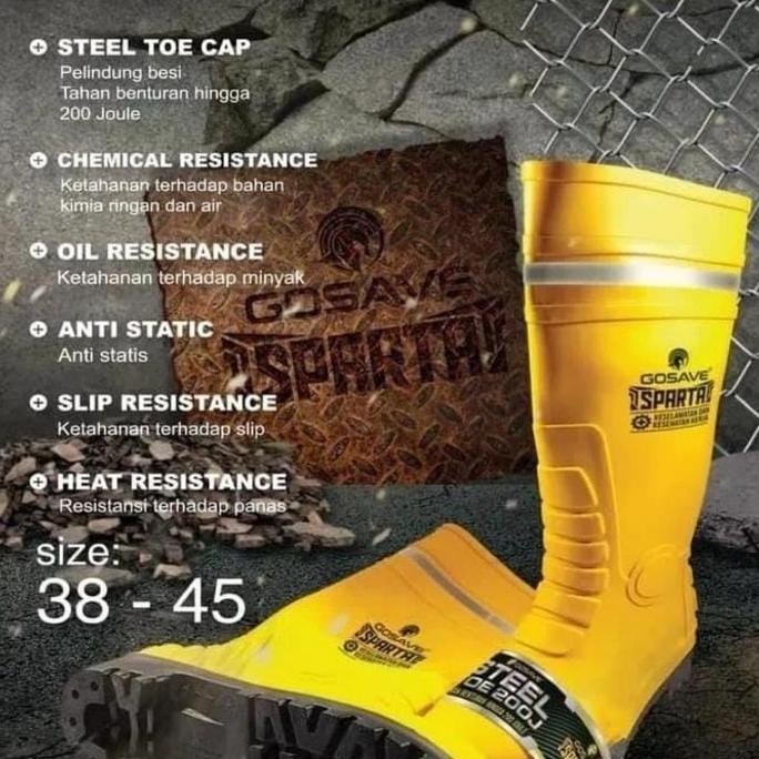 

Terlaris Sepatu Boot Rubber Safety Gosave Sparta Karet Ujung Besi Steel Toe