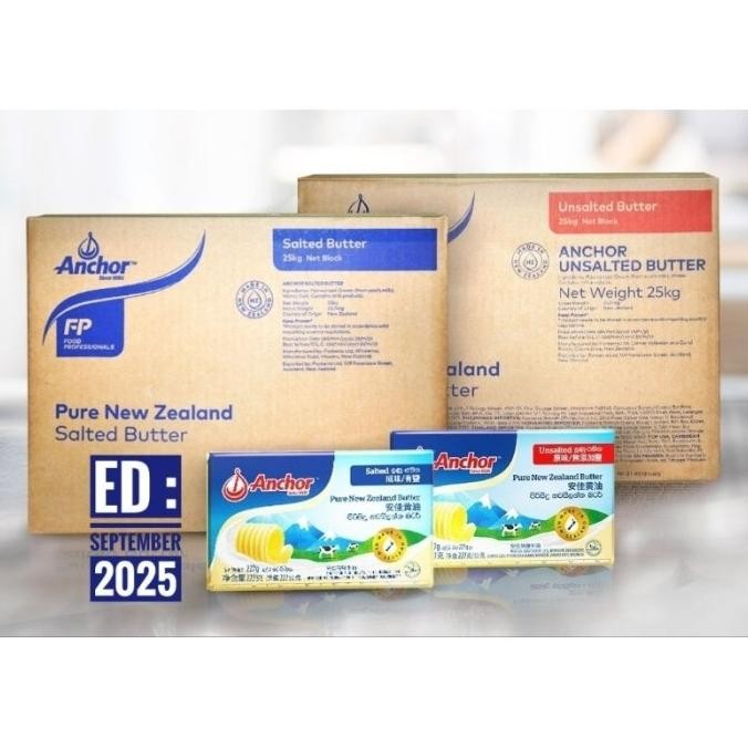 

(Expert) Anchor Salted Unsalted Butter 227gr 200 Gram Halal Premium Import New Zealand