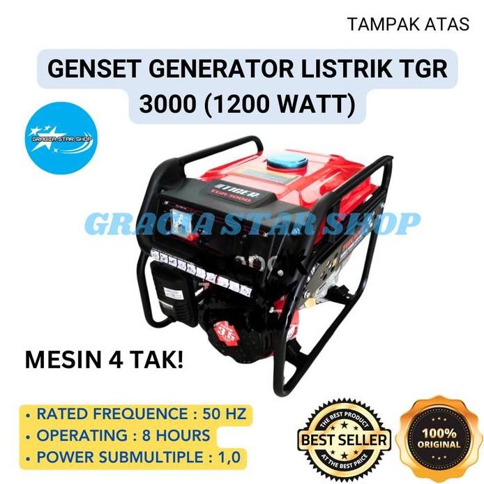 

Terlaris Genset Generator Listrik Type Tgr 3000 1200 Watt Bensin Portable Original Berkualitas - Gracia Star Shop