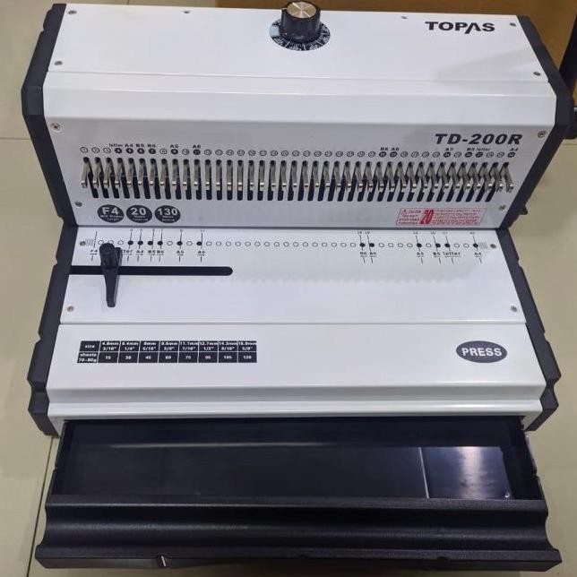 

ready !!! Mesin Jilid Spiral Ring Kawat Lubang Bulat Topas TD 200R Folio Alat Jilid Binder - Bahan Besi