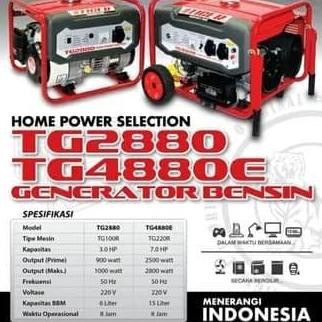

Terlaris Genset 2800 Watt. Tiger Tg4880E. Double Stater