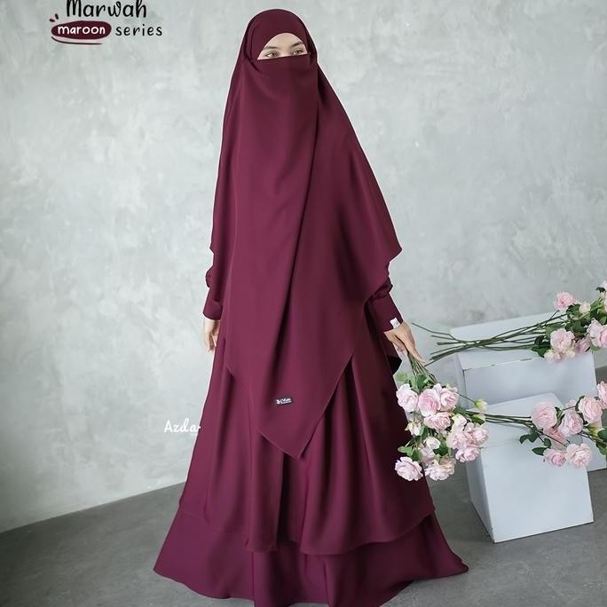 GAMIS SET KHIMAR SYARI MARWAH ORI AZDA (FREE CADAR)