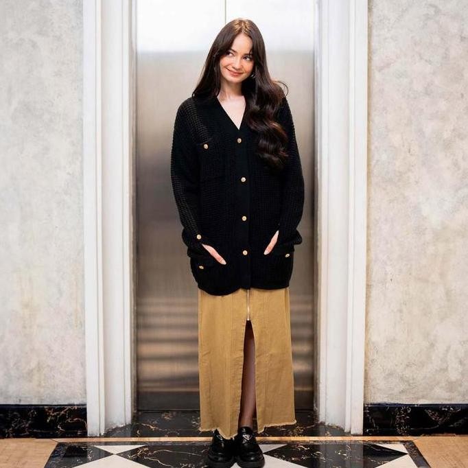 Enzy Storia X This Is April Atasan Knitwear Rajut Basic Wanita Lengan Panjang ES Oralee Textured Car