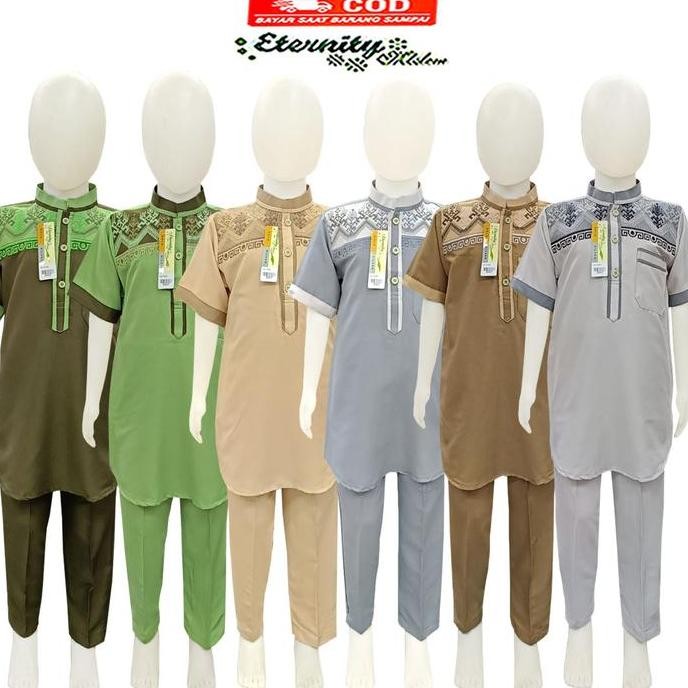 Eternity Moslem Baju Koko Anak Laki Umur 3-14Tahun Lengan Pendek Eternity Premium Katun Muslim