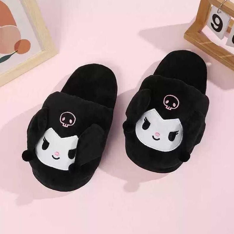 best seller Sendal Sandal Rumah Bulu Slop Telinga Bisa Gerak Lucu Melody Kuromi readyy