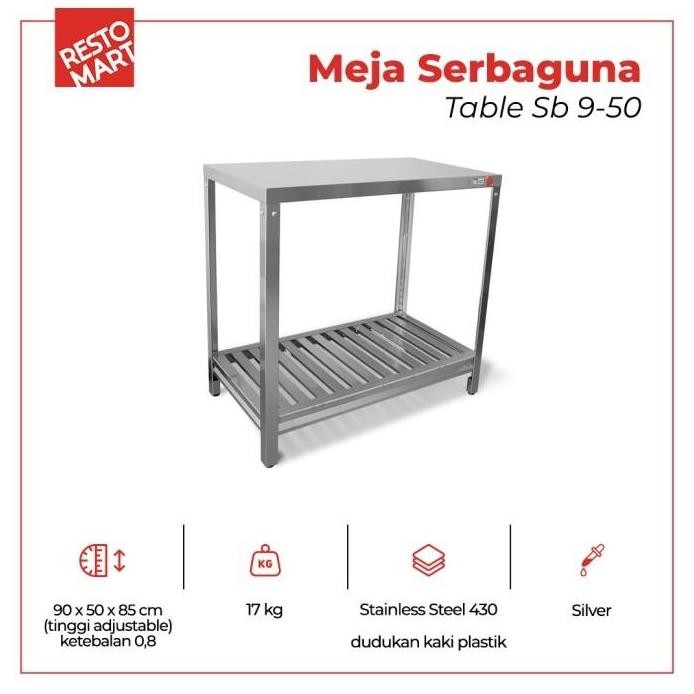 

Terlaris Meja Makan Stainless / Meja Kantin / Meja Serbaguna / Table Sb 9-50 Restomart Stainless Steel (0313487) (F0)
