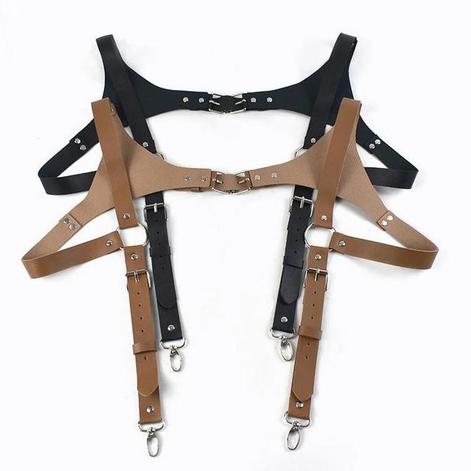 Suspender Pria Kulit Pu Leather Suspender Suspender Kulit Pu murah