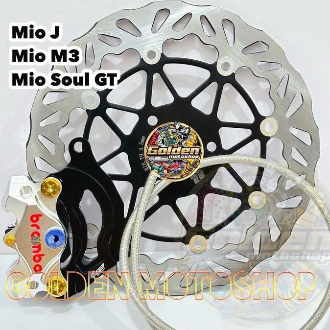 Paket Piringan + Kaliper+Breket Mio 260mm disc lubang baut 3 yamaha Mio J/M3/Sporty/ Smile/Soul dll