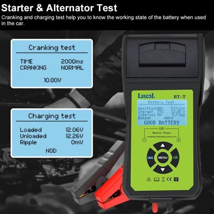 LANCOL BT-T 12V Alat Tester Aki Accu Digital Print