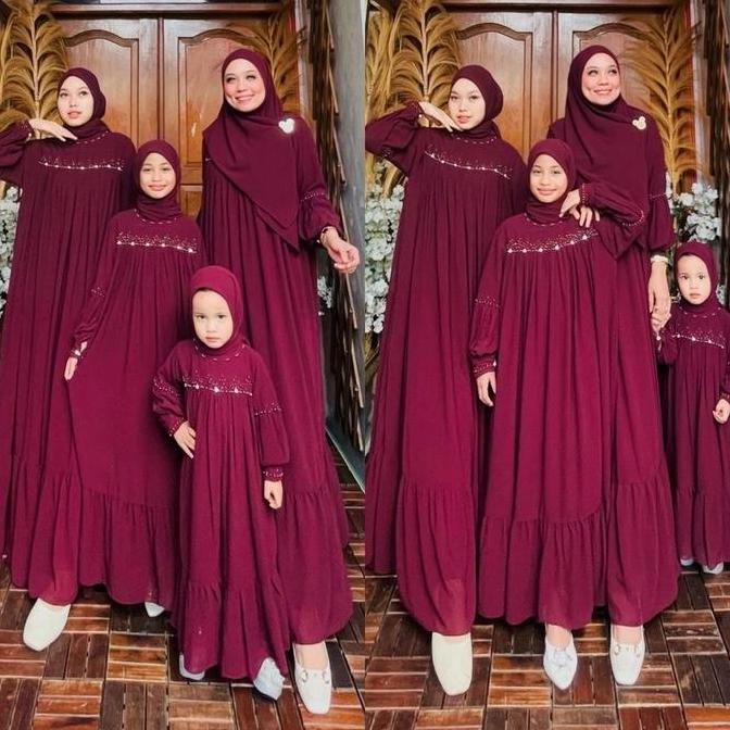 Gamis Muslim Wanita Aries dengan Hijab by OHC gamis Ibu  dan anak untuk  Usia 2-18 Tahun - Dewasa, M