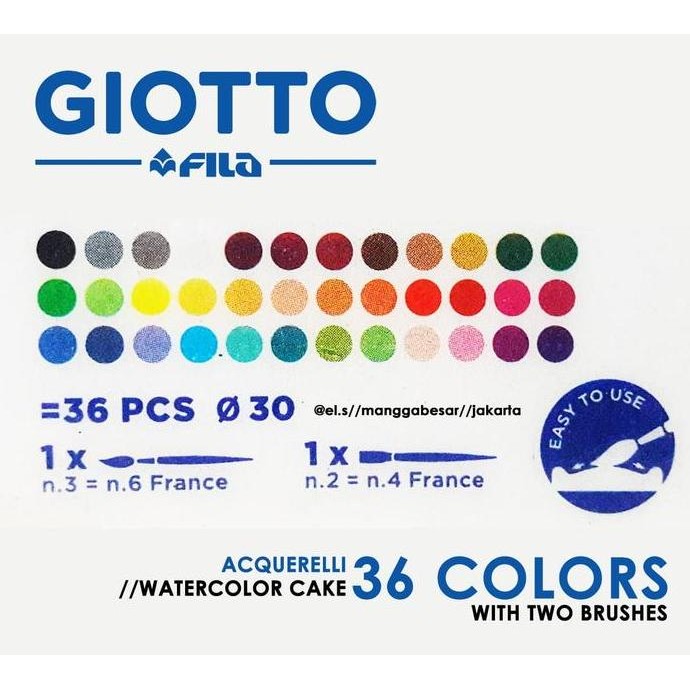 

ready Giotto Acquerelli 36 Warna ( Water Color Cake / Cat Air )