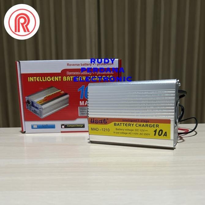 CHARGER AKI DC 12V AC 100-250V 10 AMPERE USAT MA-1210 MOBIL MOTOR