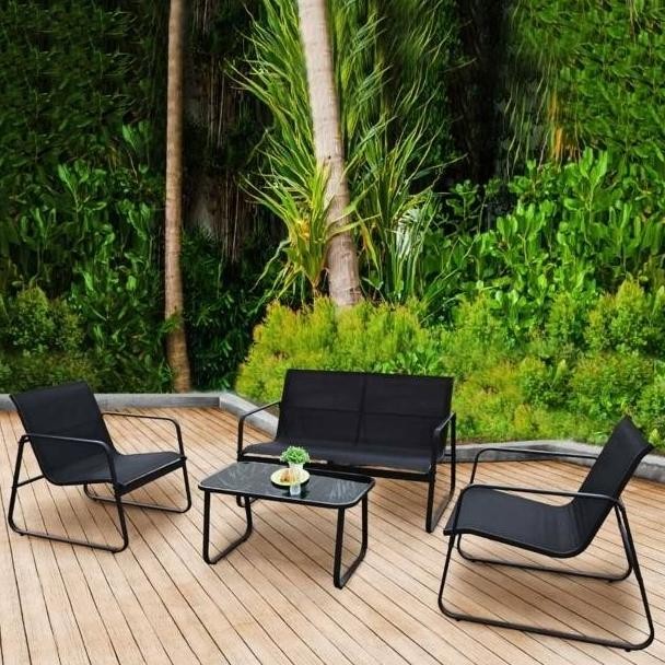 

Terlaris Kursi Dan Meja Teras Taman Outdoor Set 4 Pcs Hitam Textiline