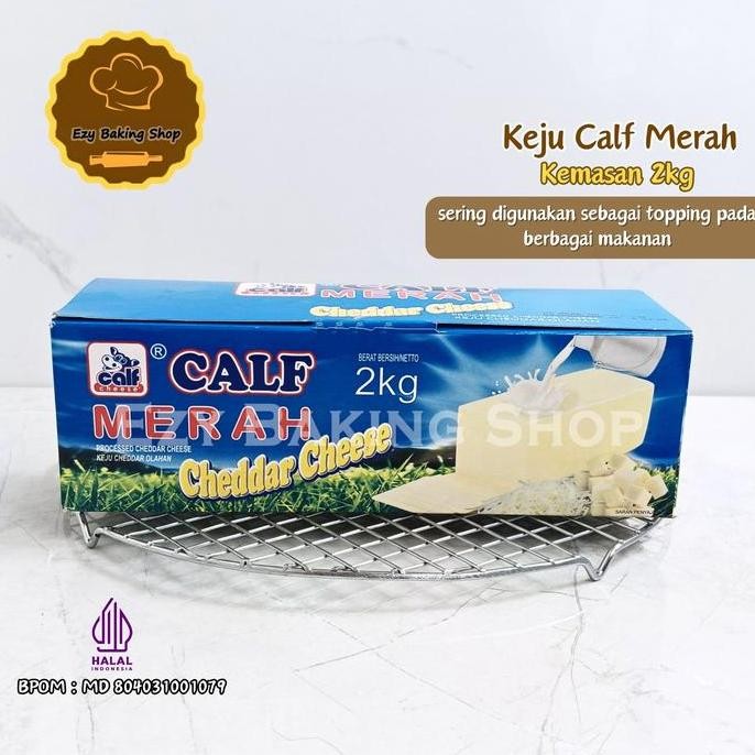 

Sale Cheese Keju Cheddar Calf Merah Kemasan 2Kg - Keju Cheddar Keju Parut Keju Kiloan Keju Murah