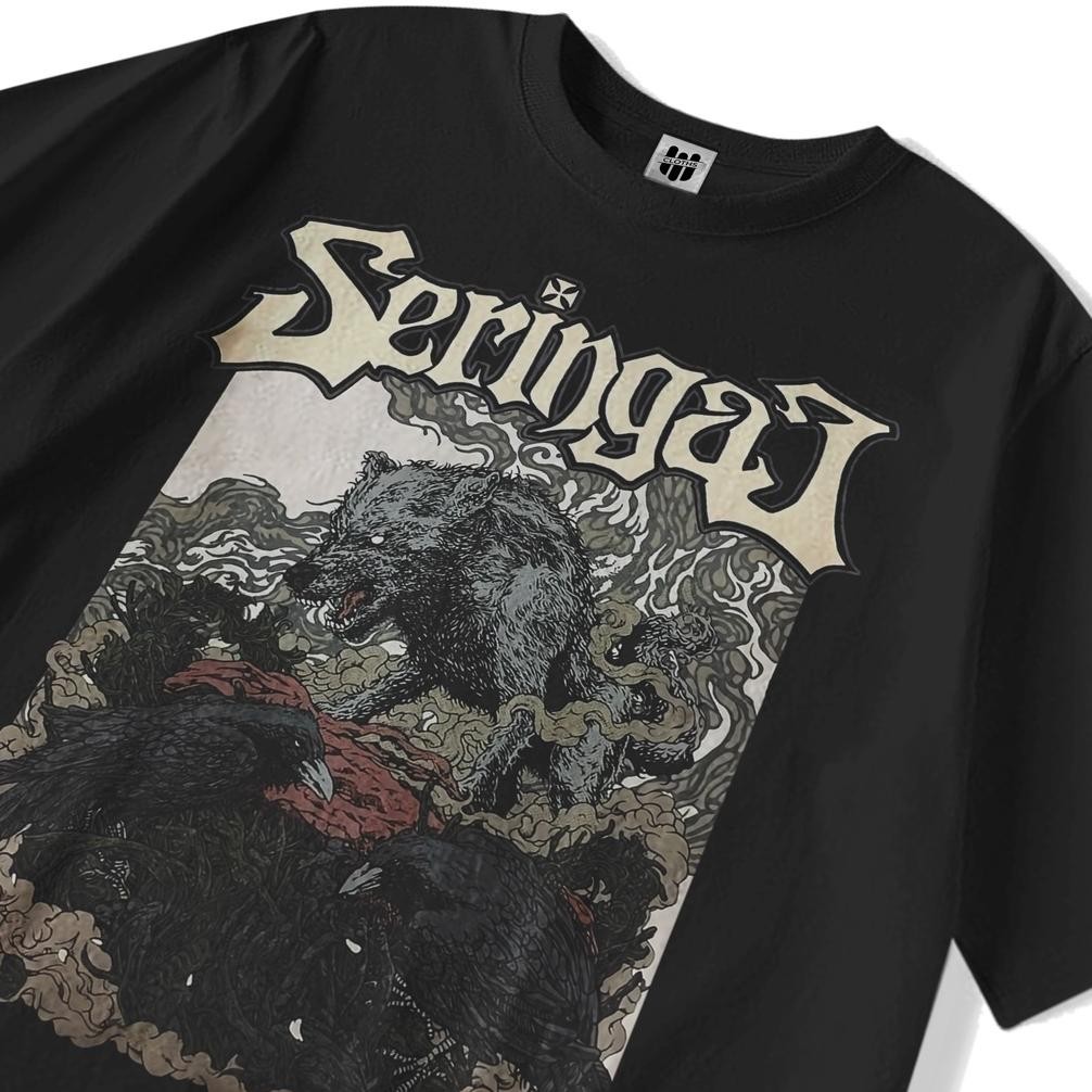 Promo T-Shirt Merchandise Seringai 04 Serigala Militia Bootleg Premium Kaos Pria Wanita