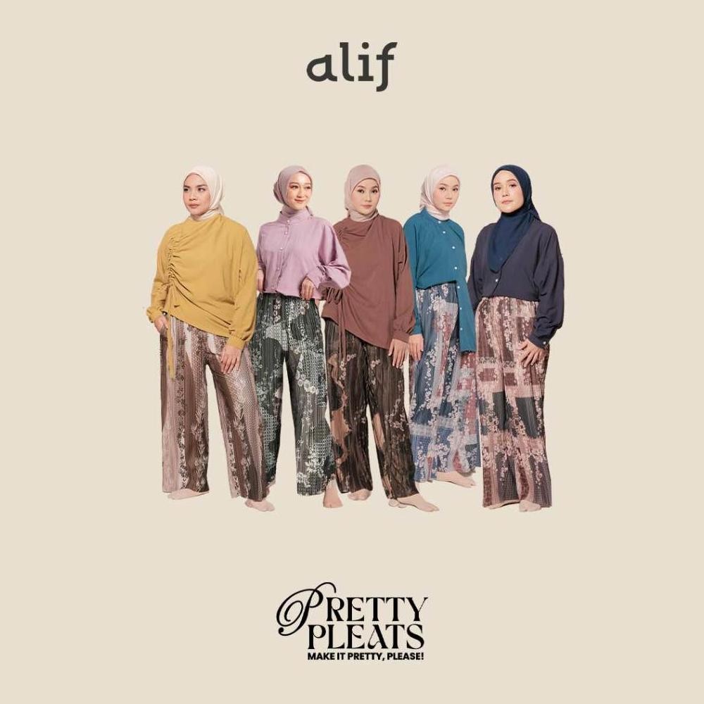 Alif Modern Wear - Pretty Pleats Celana Kulot Pleats PlisketMotif - Fallin Flower Collection AST