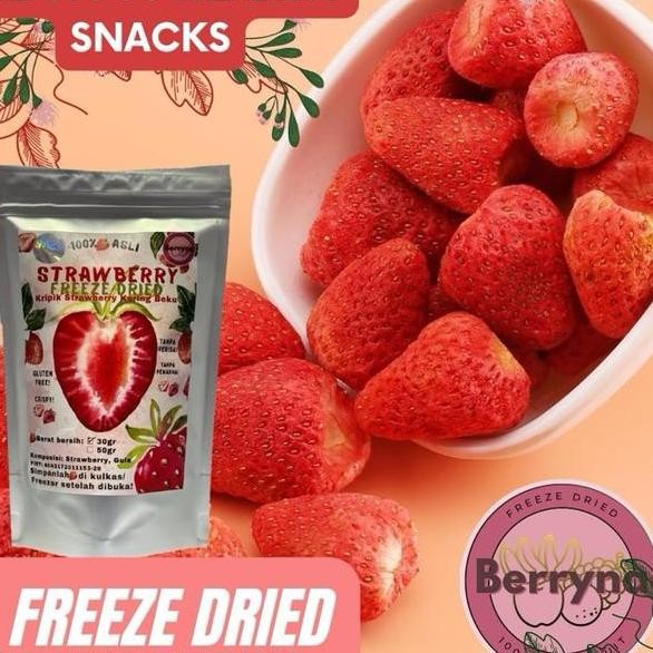 

Berryna 30G Freeze Dried Utuh Cemilan Stroberi Fruit Sna Halal Sna Kering Kering Kering Camilan Food Freeze Dried Keripik Buah Strawberry