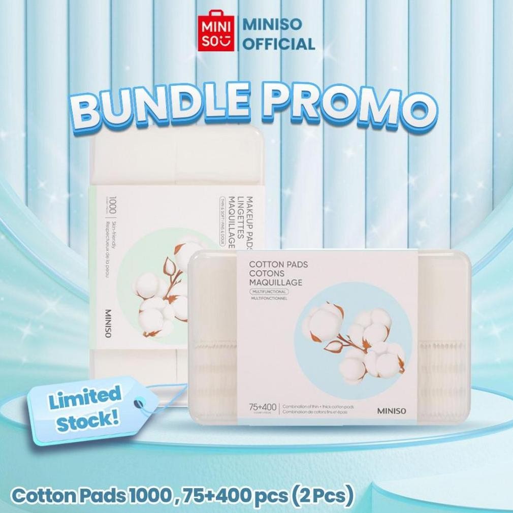 [BUNDLE] Miniso Kapas Makeup 1000pcs Dan Kapas 75pcs+400pcs Dengan Box Container Kapas Makeup Tipis 