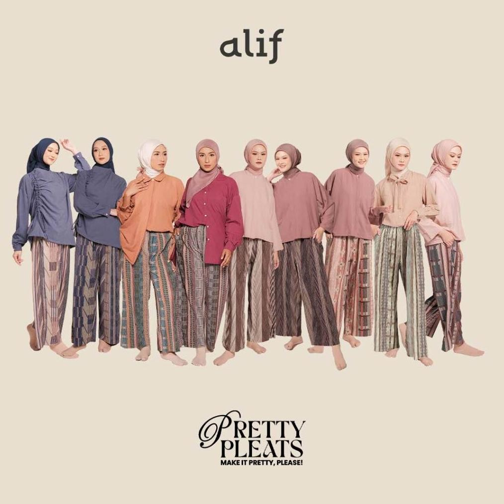 Alif Modern Wear - Pretty Pleats Celana Kulot Pleats PlisketMotif - Preppy Mix Stripe Collection AST