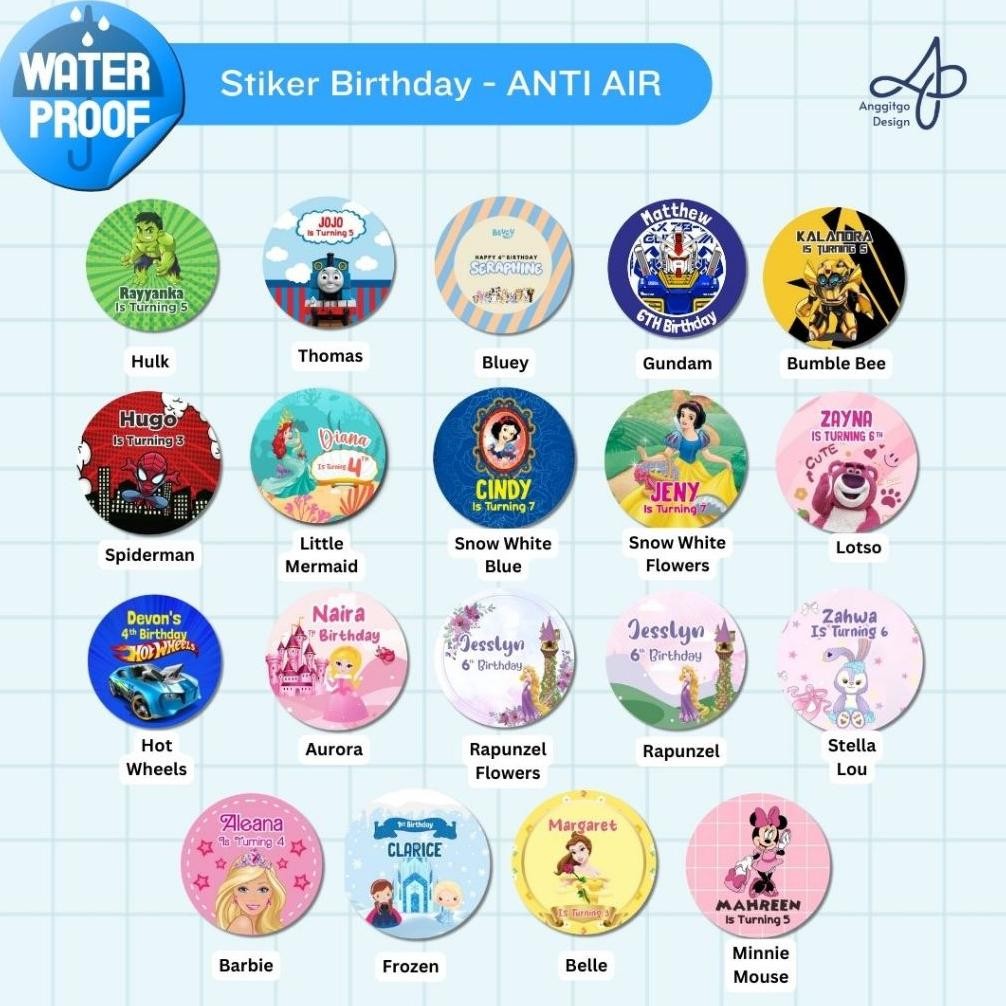

Stiker ULANG TAHUN CUSTOM NAMA Sticker Birthday Anak Custom Anti Air Waterproof SV9