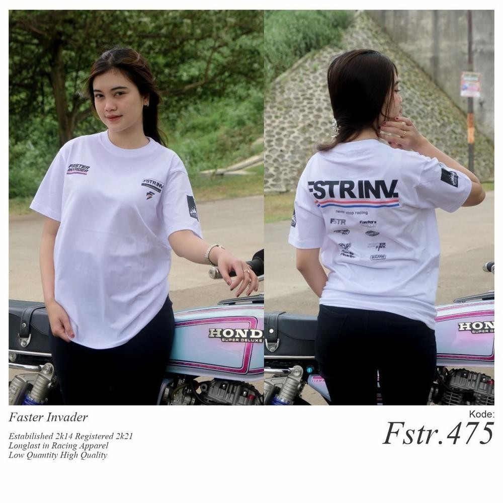 Promo T-Shirt Faster Deluxe Invader Wht Kaos Racing Faster Invader