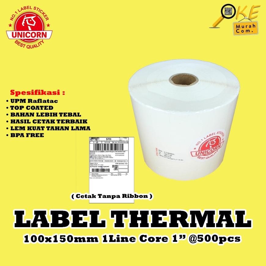 

Kertas Stiker Label Thermal Unicorn 100x150mm / 100x150 / A6 Resi Marketplace Isi 500pcs SV9