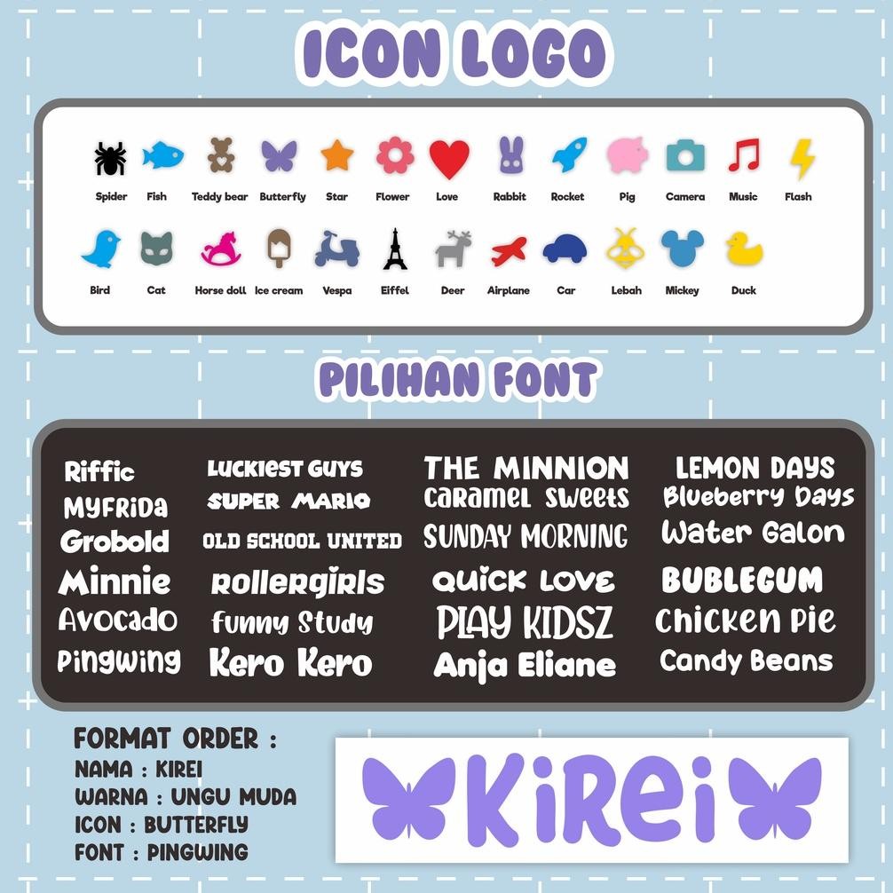 

Sticker Nama Anak Custom WATERPROOF Stiker Cutting Nama Anak 1 Set Isi 20Pcs SV9