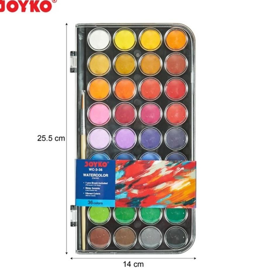 

Joyko Watercolor Wc3 Cat Air Padat 36Blo Solid Watercolor Set 36 Warna Cat Air 36Warna Water Color 36 Blo