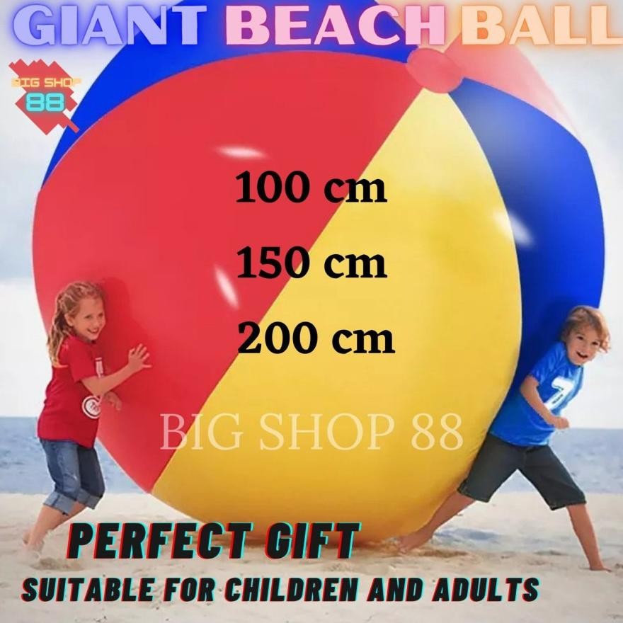 MAINAN ANAK BOLA PANTAI RENANG TIUP JUMBO PVC INFLATABLE GIANT BEACH BALL GLOSSY COLORFULL RAINBOW B