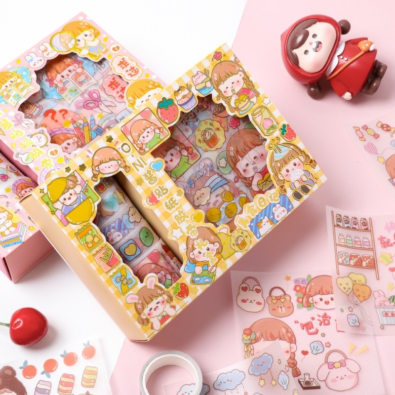 

PAOPAO Stiker Cute 1 Set Quality Box Import 6 X 6 Karakter Lucu dan Roll Stiker Cute