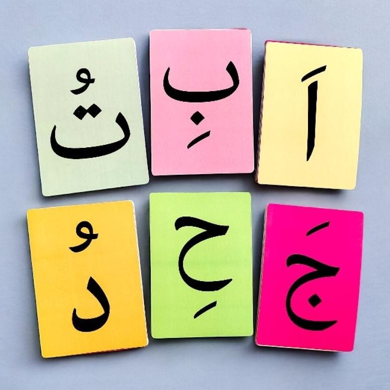 Calistungseru - Flash Card Huruf ABC Hijaiyah Jumbo Ukuran A5 Kartu Belajar Hijaiyah Harokat AST