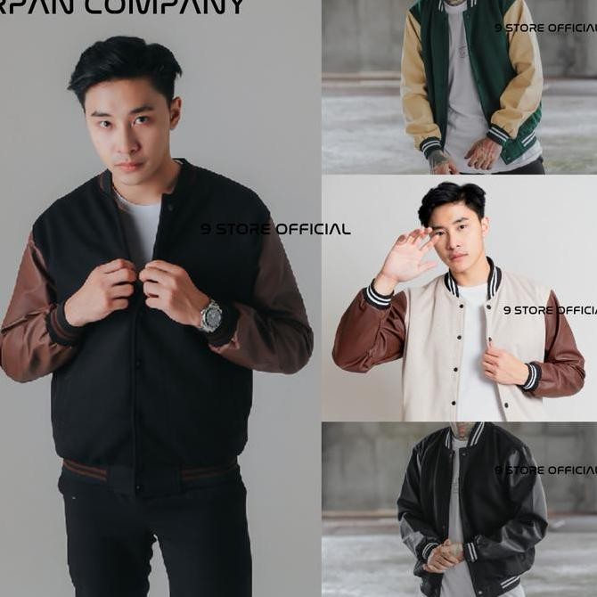 Varsity Jacket Leather Pria / Jaket Varsity Kulit / Jaket Pria Terbaru (Best Quality)