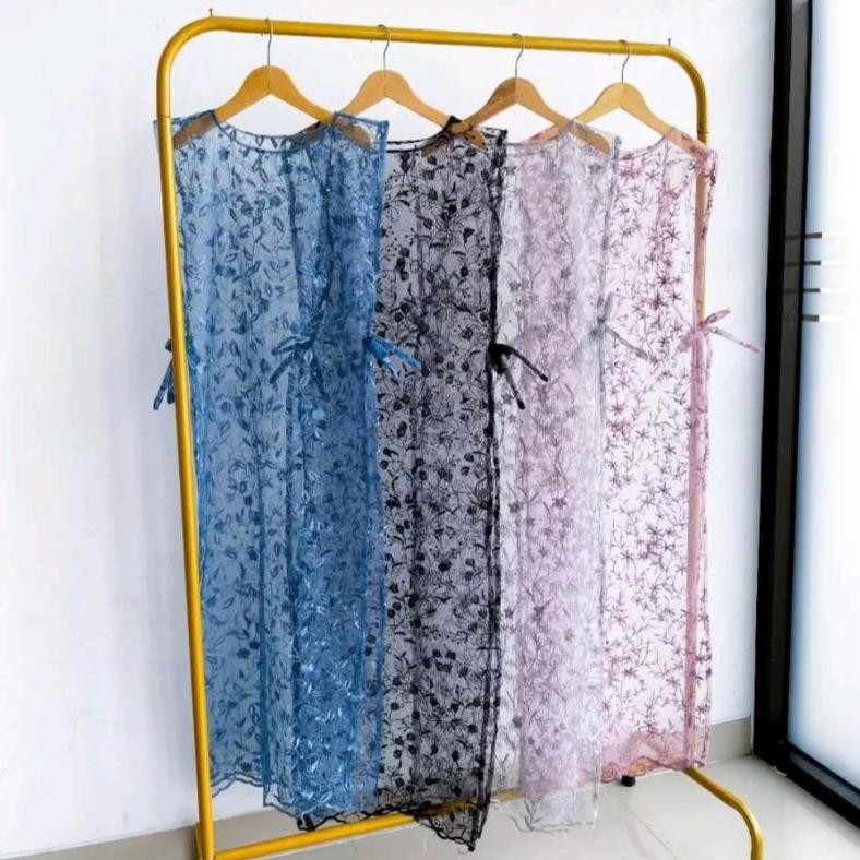 Outer Cardigan Long Vest Brukat/Rompi Brukat/Luaran Gamis/Outer Terbaru Tile Brukat AST